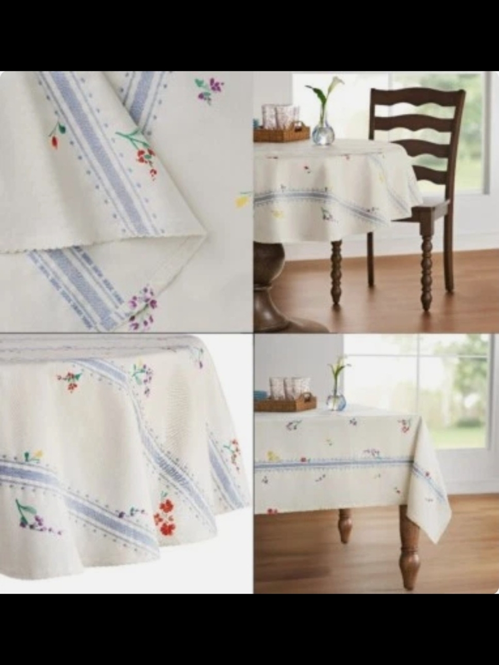 Pioneer Woman 77x57 Rectangle Farmhouse Tablecloth - Dainty Cottagecore Kitchen